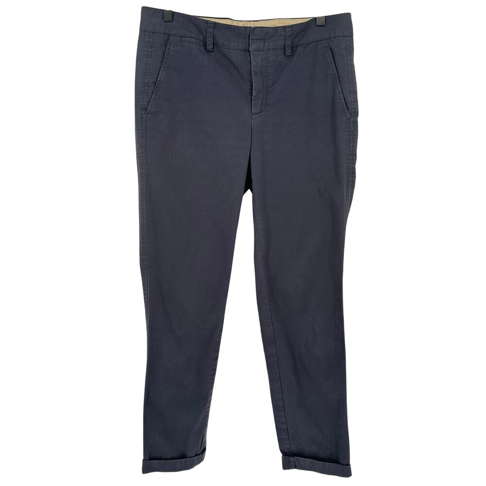 Vince Blue Cuffed Hem High Waisted Pants Workwear Office Stretch 6